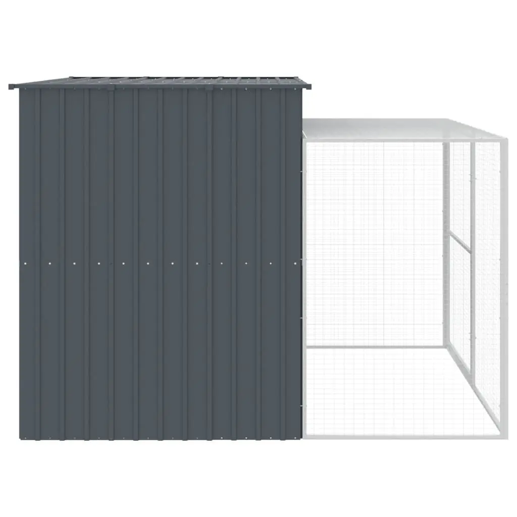 Dog Kennel Anthracite Large Galvanised Steel Outdoor House with Run