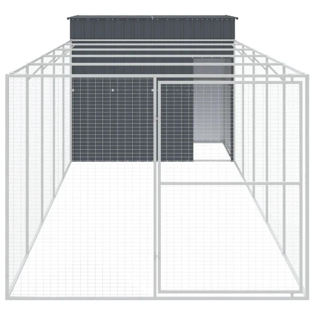 Dog House Anthracite Large Galvanised Steel Outdoor Kennel with Extended Run