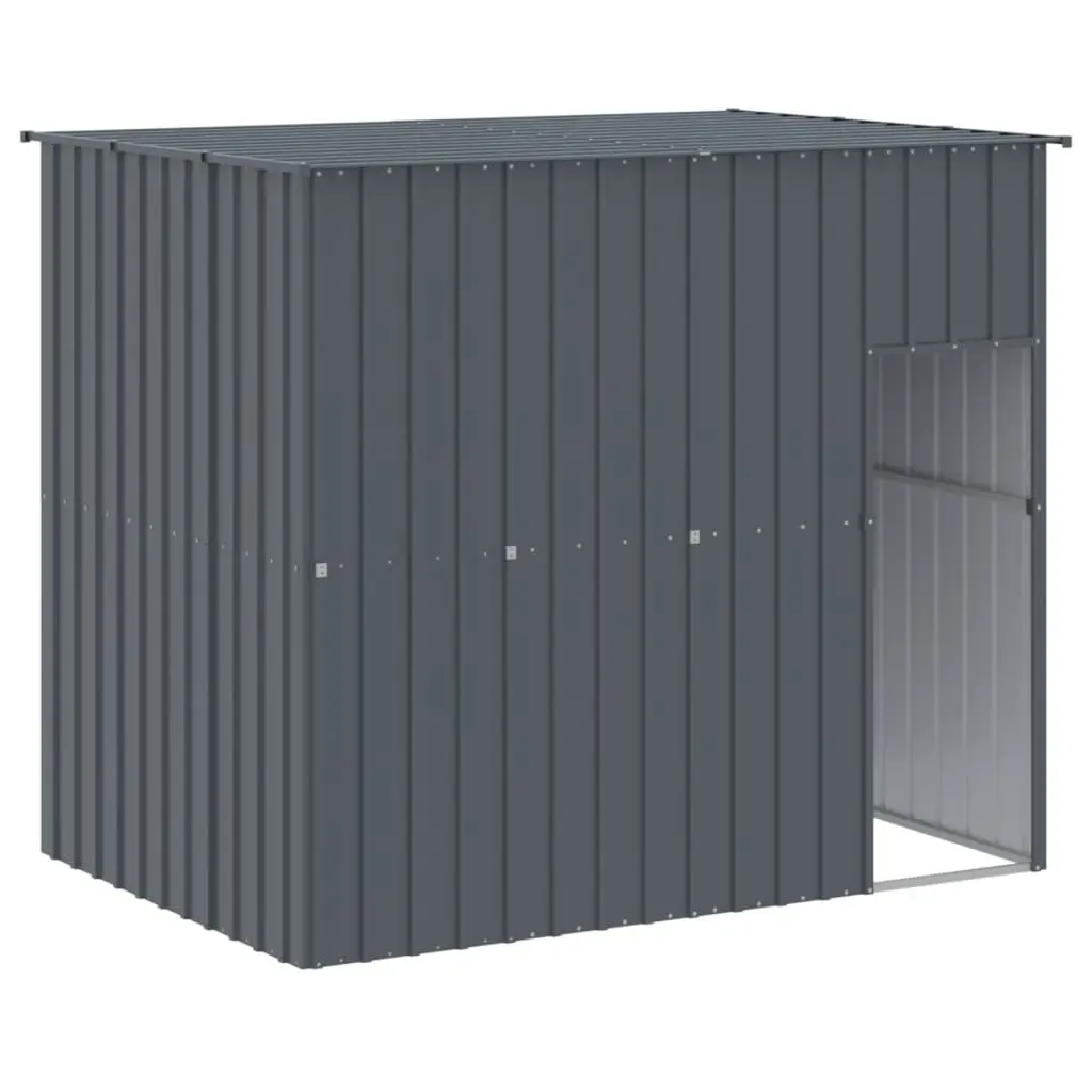 Dog House Anthracite Large Galvanised Steel Outdoor Kennel with Extended Run