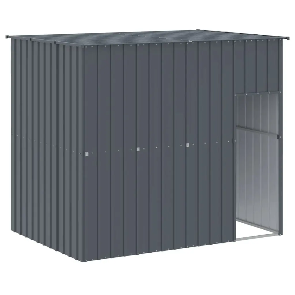 Dog Kennel Anthracite Galvanised Steel Outdoor House with Extended Run for Safety and Comfort