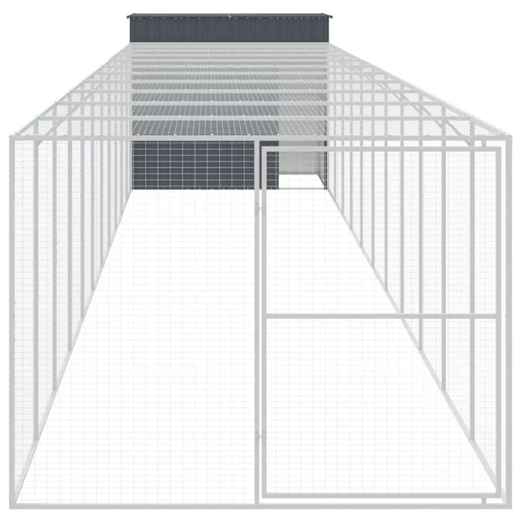 Dog Kennel Anthracite Large Galvanised Steel Outdoor House with Run