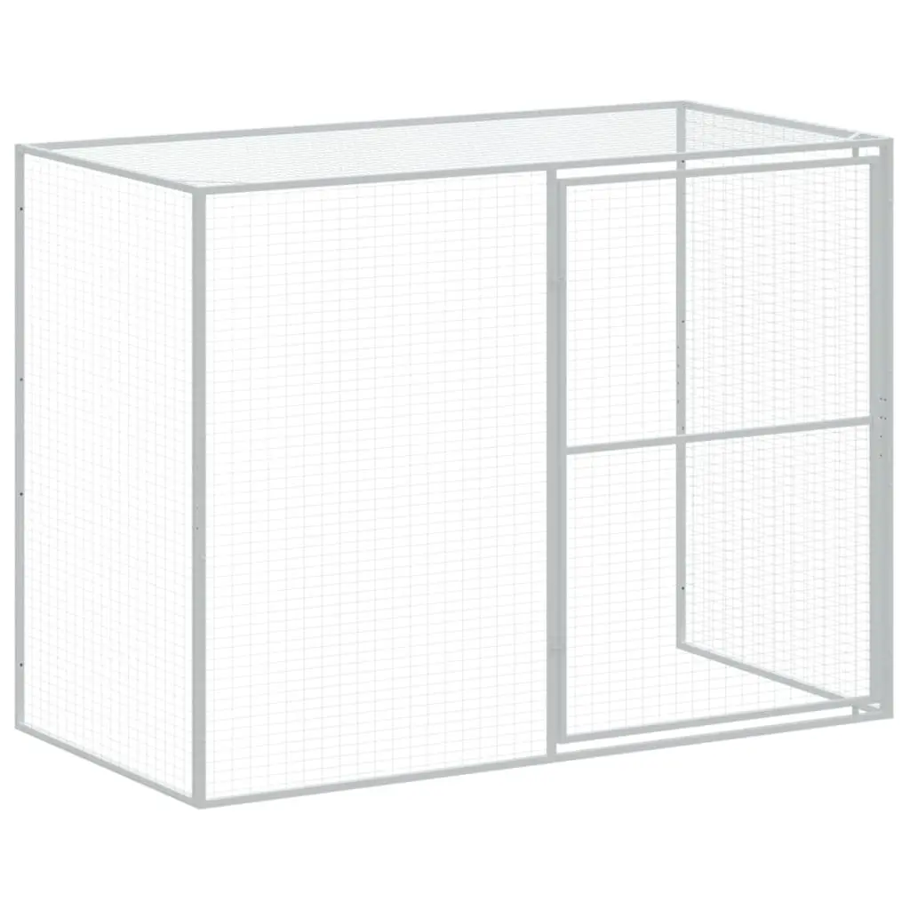 Dog Kennel Light Grey Outdoor with Run Galvanised Steel Mesh Enclosure