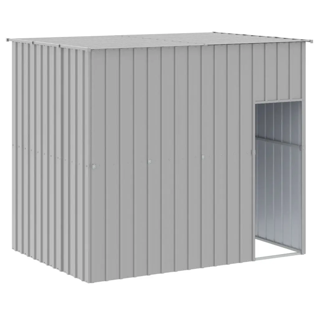 Dog Kennel Grey Galvanised Steel Outdoor with Extended Run Mesh Enclosure
