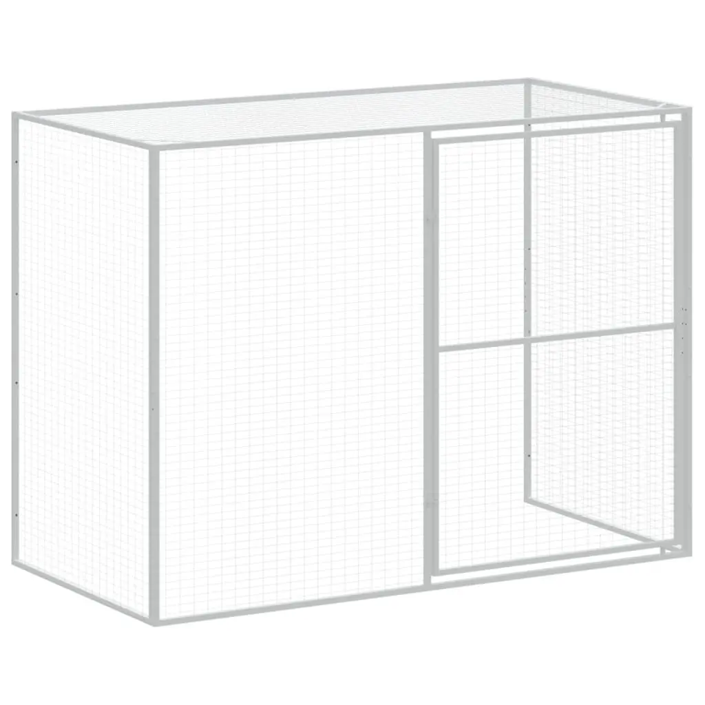 Dog Kennel Grey Galvanised Steel Outdoor with Extended Run Mesh Enclosure