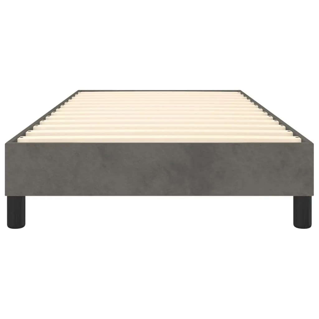 Box Spring Bed Frame Grey King Single Velvet Upholstered Plywood Slats