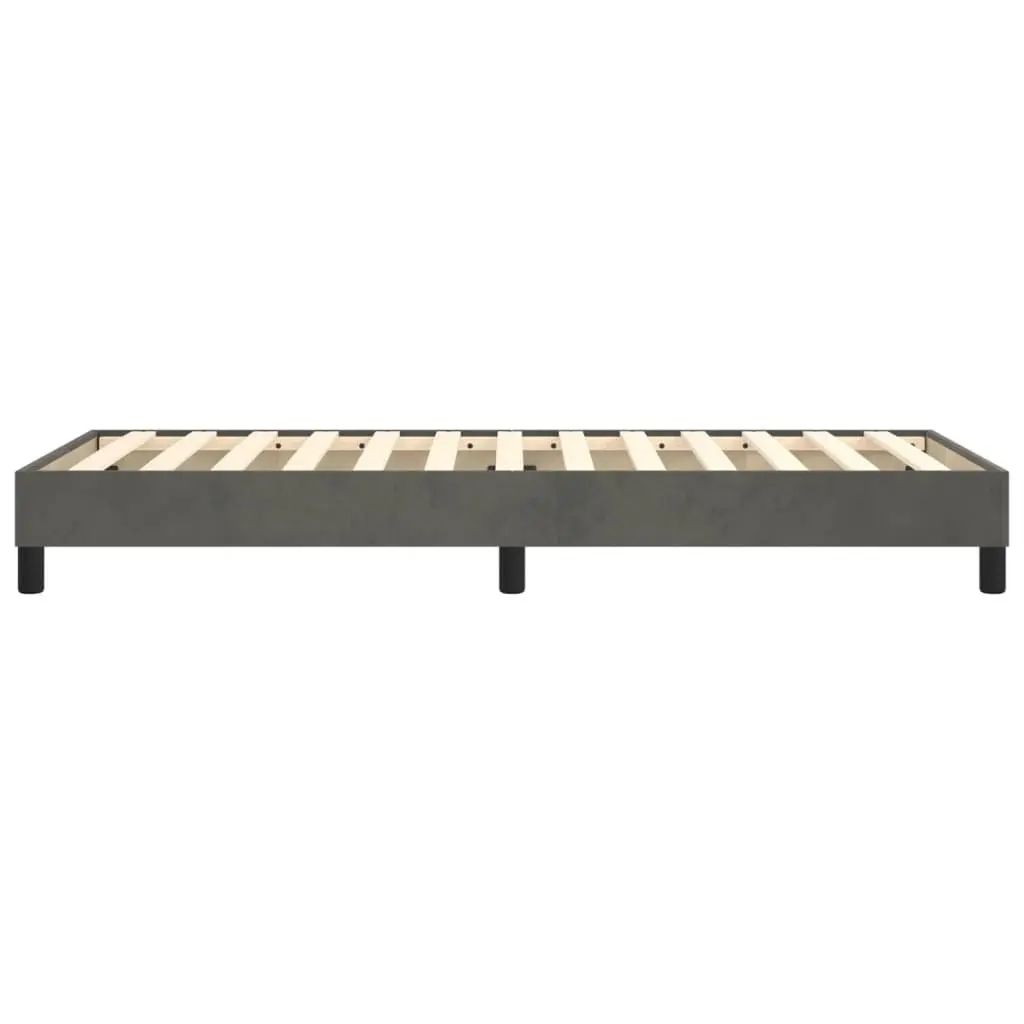 Box Spring Bed Frame Grey King Single Velvet Upholstered Plywood Slats
