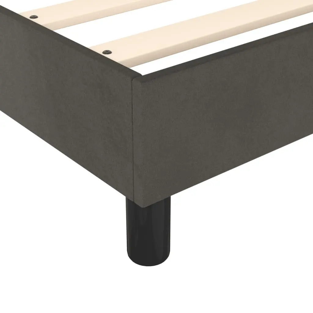Box Spring Bed Frame Grey King Single Velvet Upholstered Plywood Slats