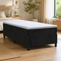 Black Velvet Box Spring Bed Frame King Single Size Without Mattress Platform