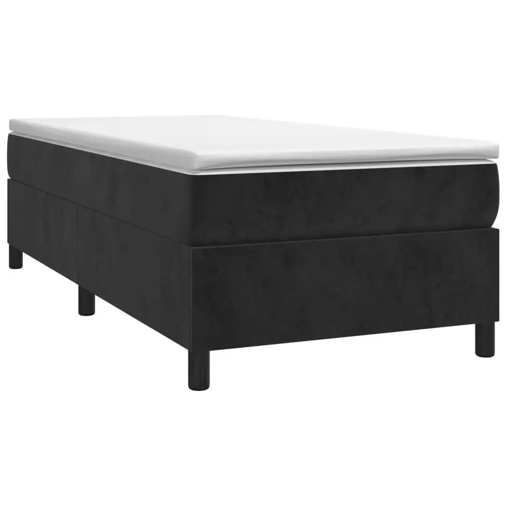 Box Spring Bed Frame Black Velvet King Single Size Upholstered Sturdy Construction