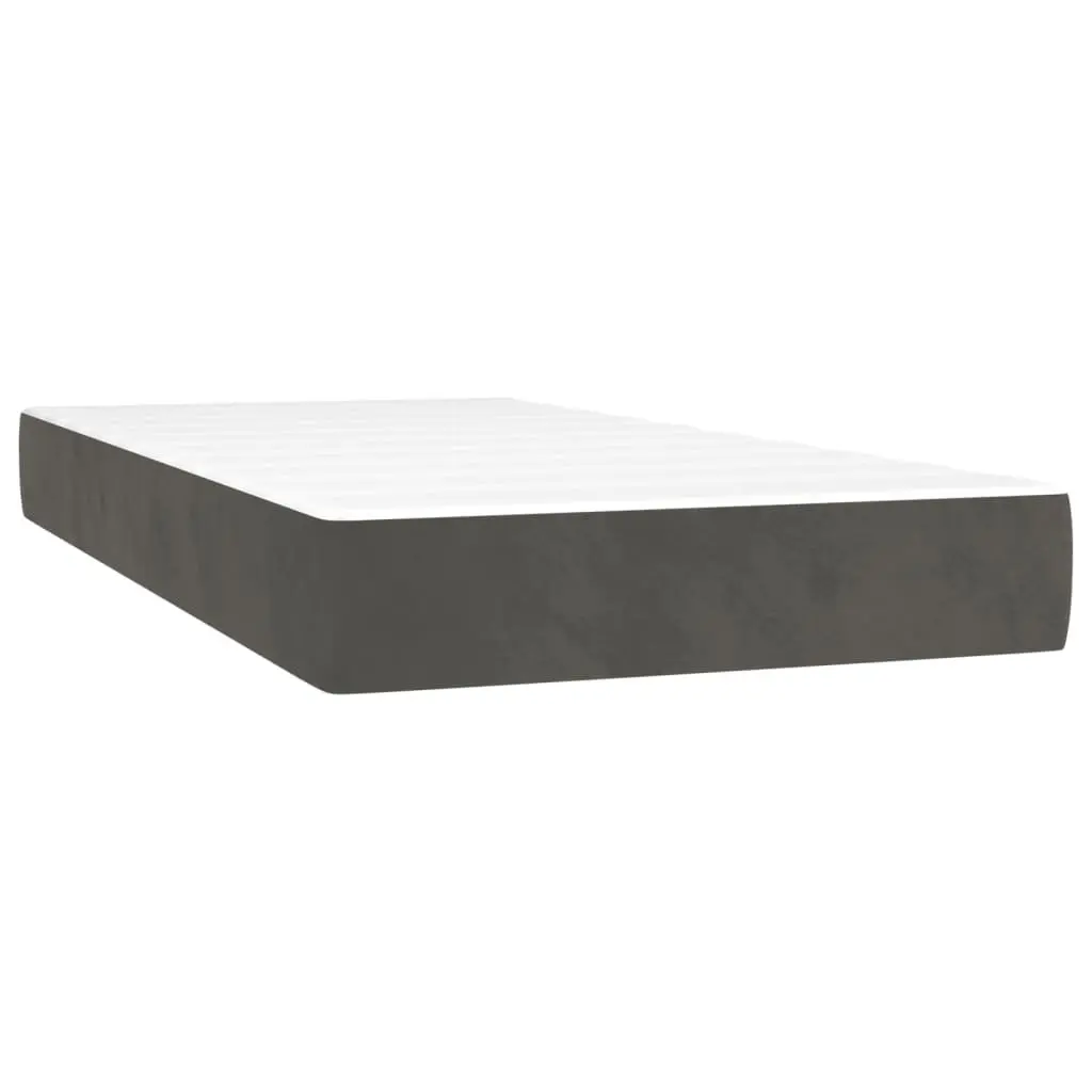 Box Spring Bed Grey 100x200 cm Velvet Pocket Spring Upholstered Medium-Hard Support