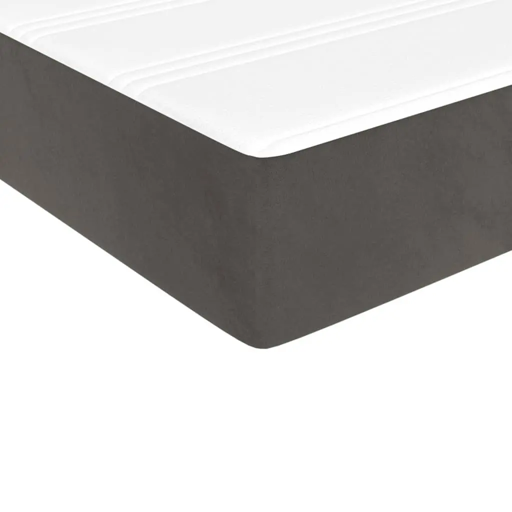 Box Spring Bed Grey 100x200 cm Velvet Pocket Spring Upholstered Medium-Hard Support