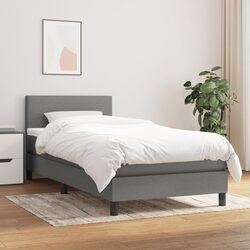 Compact Box Spring Bed with Adjustable Headboard, 100x200 cm