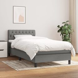 Box Spring Bed with Grey Pocket Spring Mattress - 100x200 cm