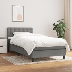 Compact Dark Grey Box Spring Bed with Pocket Mattress