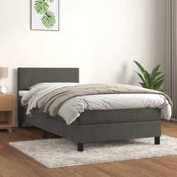 Box Spring Bed with Pocket Spring Mattress Grey Velvet 100x200 cm Adjustable