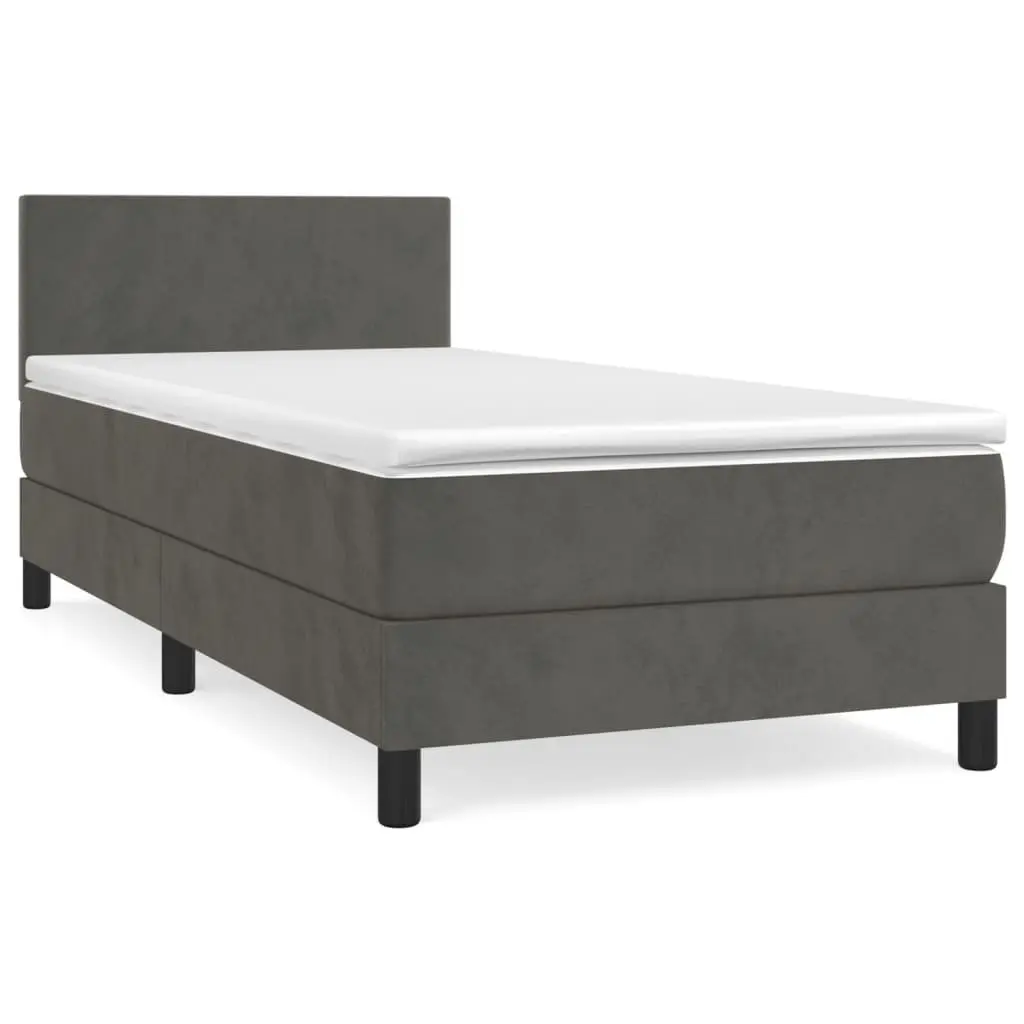 Box Spring Bed Dark Grey 100x200 cm Adjustable Headboard Pocket Spring Mattress