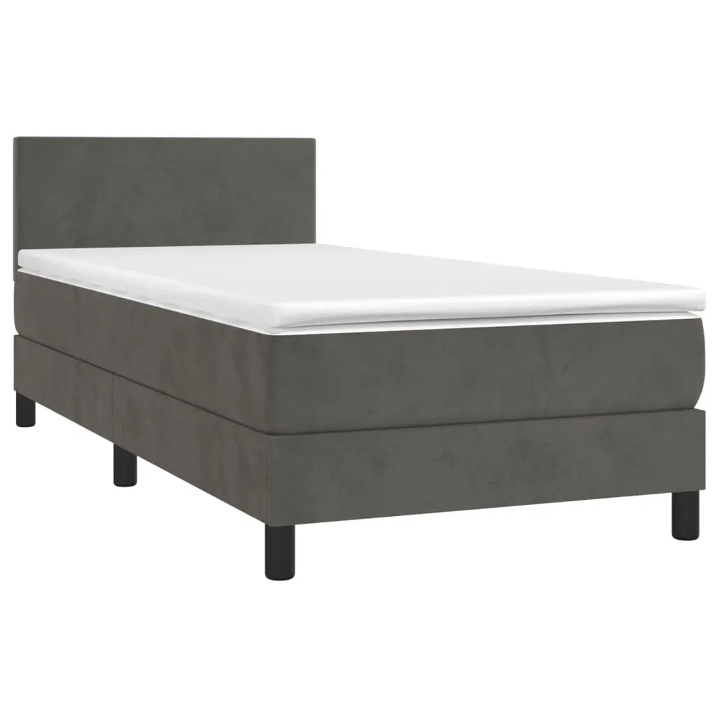Box Spring Bed Dark Grey 100x200 cm Adjustable Headboard Pocket Spring Mattress
