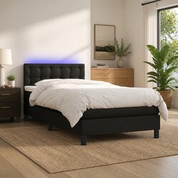 Compact Box Spring Bed with LED Headboard for Modern Living