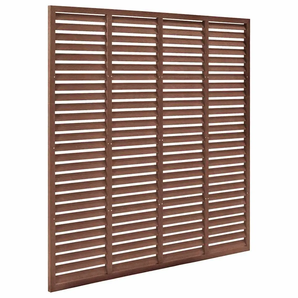 Louver Fence Panel 180x180cm Brown Outdoor Privacy Screen Garden Patio Partition