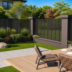 Louver Fence Panel 180x180cm: Efficient and Stylish Grey Design