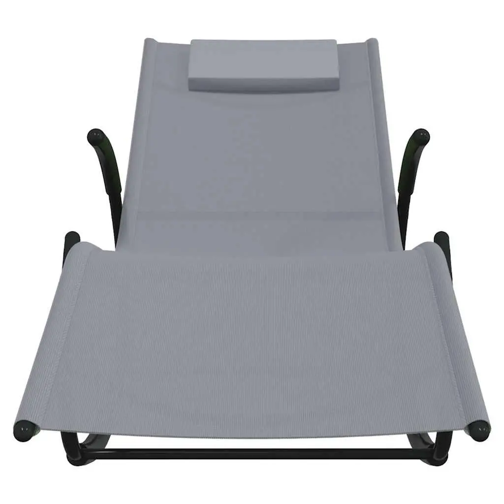 Rocking Sun Loungers 2 pcs Grey Steel Textilene Outdoor Garden Relaxation Chair