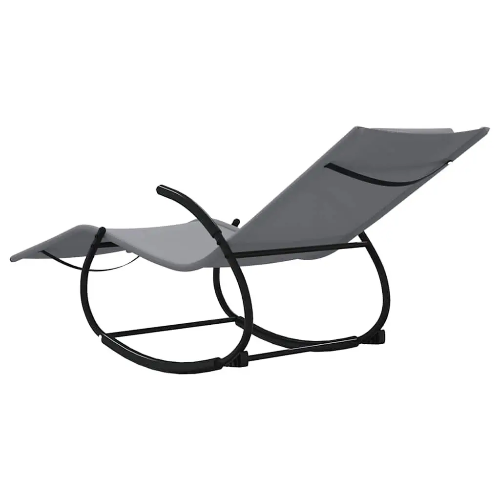 Rocking Sun Loungers 2 pcs Grey Steel Textilene Outdoor Garden Relaxation Chair