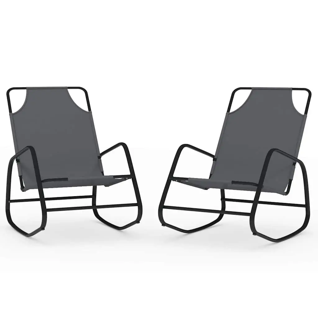 Rocking Sun Lounger Chair in Grey Steel