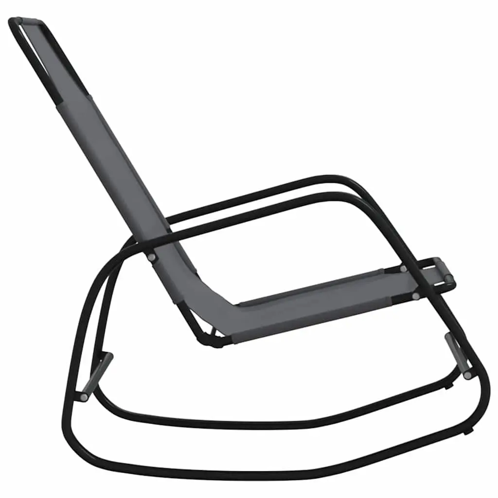 Rocking Sun Lounger Chair in Grey Steel