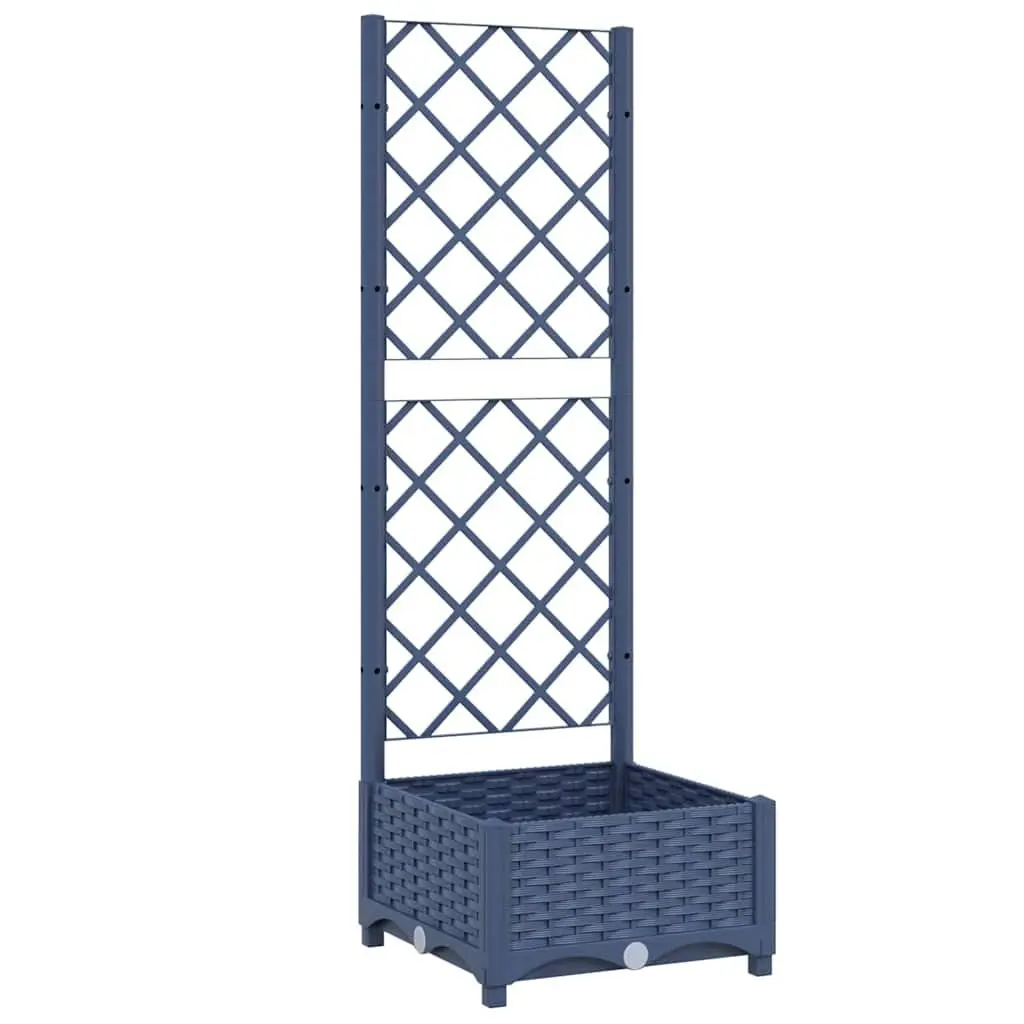 Garden Planter Grey 40x40x121.5cm Integrated Trellis Support for Climbing Plants Flowers Outdoor