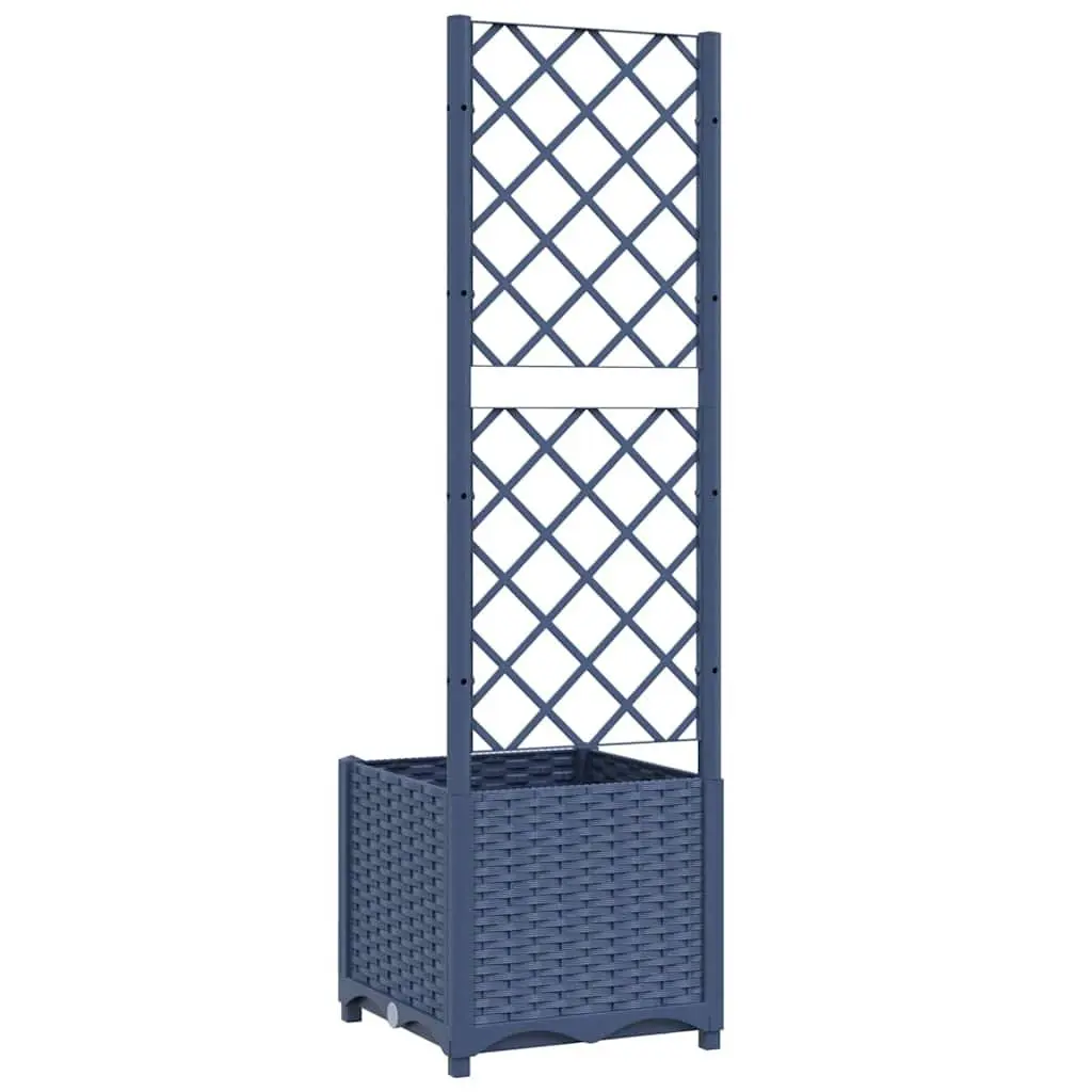 Garden Planter Grey 40x40x136cm Integrated Trellis for Climbing Plants Support