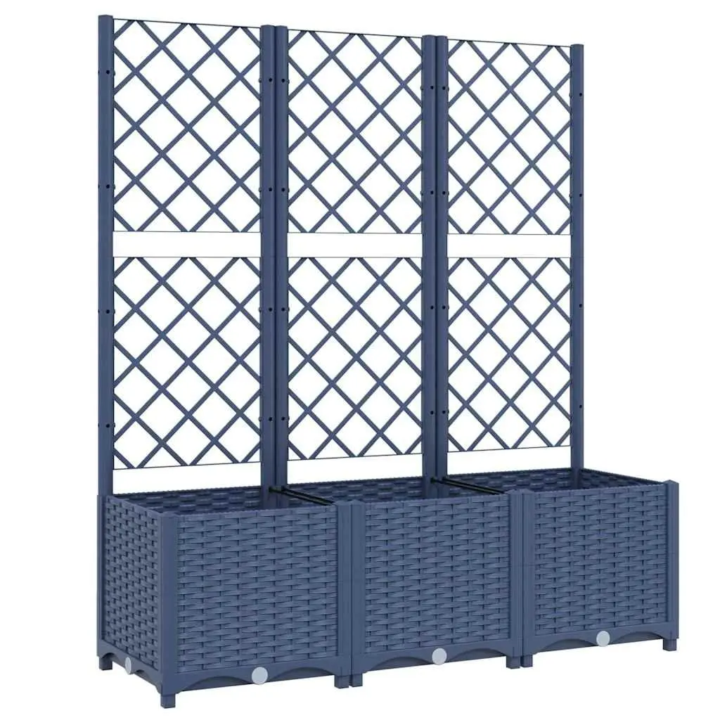 Garden Planter Grey Outdoor with Trellis for Climbing Plants and Flowers