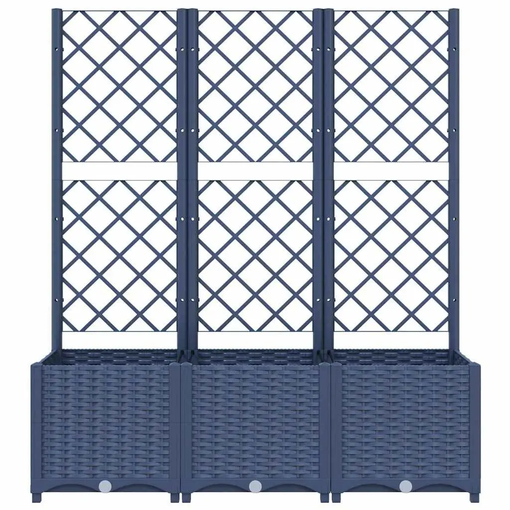 Garden Planter Grey Outdoor with Trellis for Climbing Plants and Flowers
