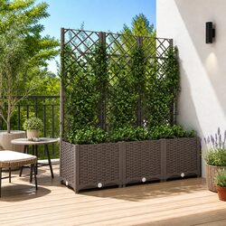 Compact Garden Planter with Trellis for Climbing Plants