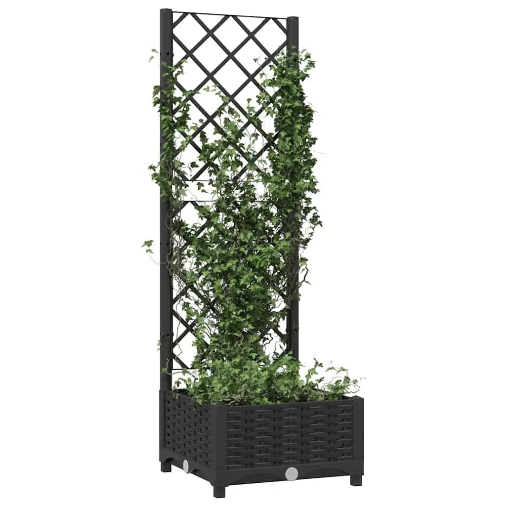 Garden Planter Black 40 x 40 x 121.5 cm Integrated Trellis for Climbing Plants Support