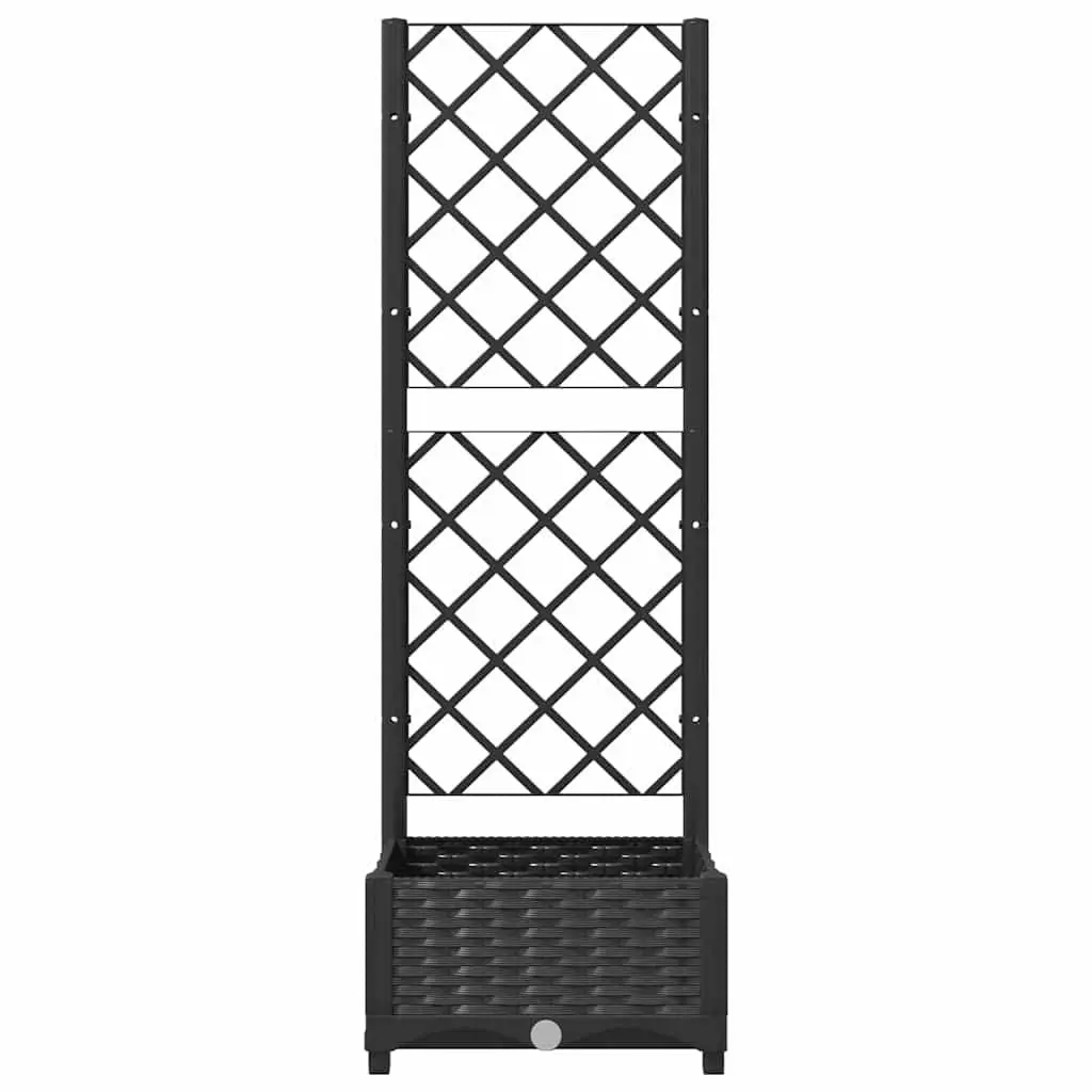 Garden Planter Black 40 x 40 x 121.5 cm Integrated Trellis for Climbing Plants Support