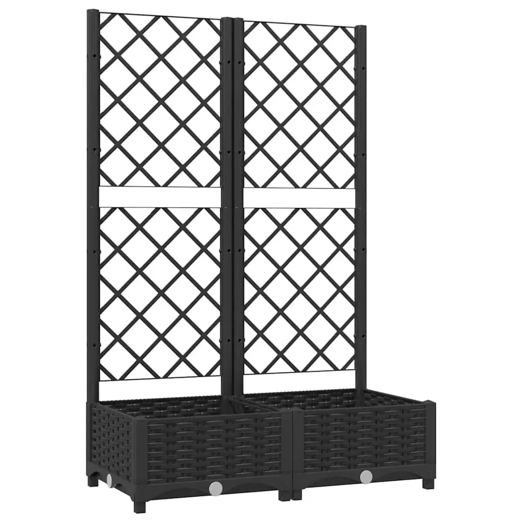 Garden Planter Black 80 x 40 x 121.5 cm Integrated Trellis Support for Climbing Plants