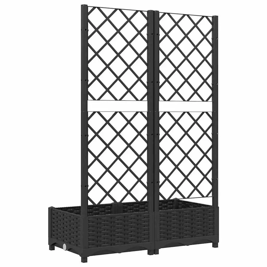 Garden Planter Black 80 x 40 x 121.5 cm Integrated Trellis Support for Climbing Plants
