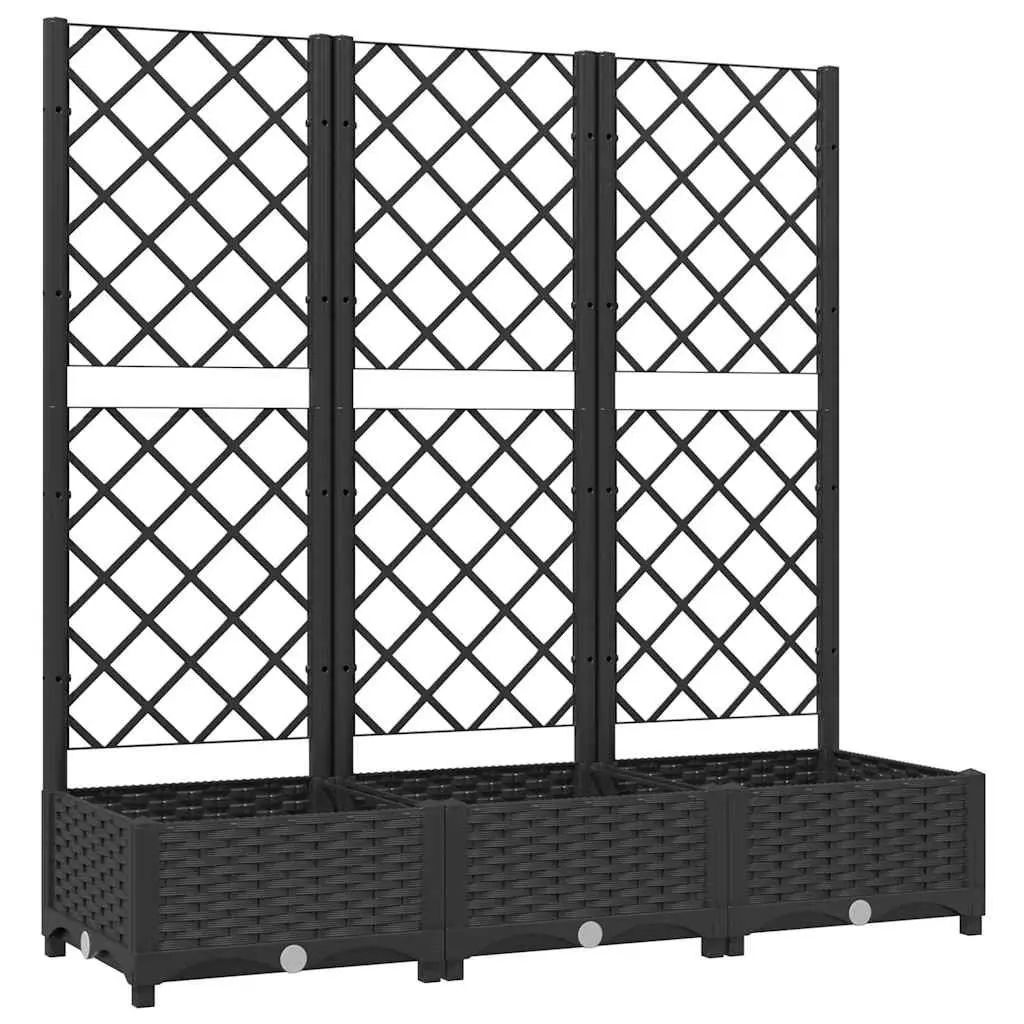Garden Planter Black 120 x 40 x 121.5 cm Integrated Trellis for Climbing Plant Support