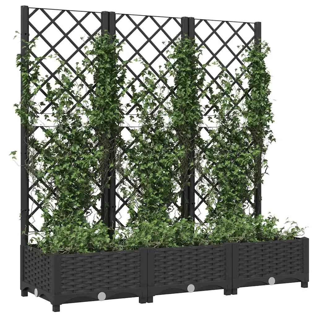 Garden Planter Black 120 x 40 x 121.5 cm Integrated Trellis for Climbing Plant Support
