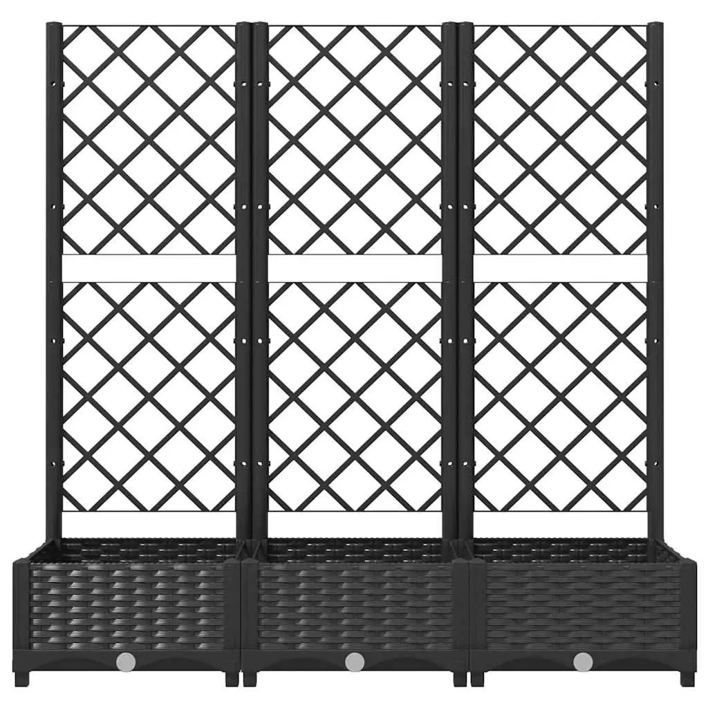 Garden Planter Black 120 x 40 x 121.5 cm Integrated Trellis for Climbing Plant Support