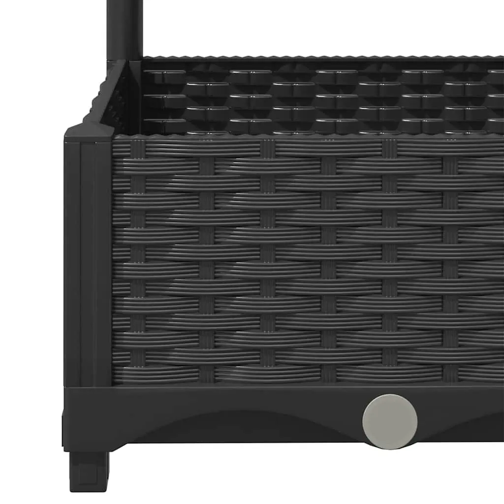 Garden Planter Black 120 x 40 x 121.5 cm Integrated Trellis for Climbing Plant Support