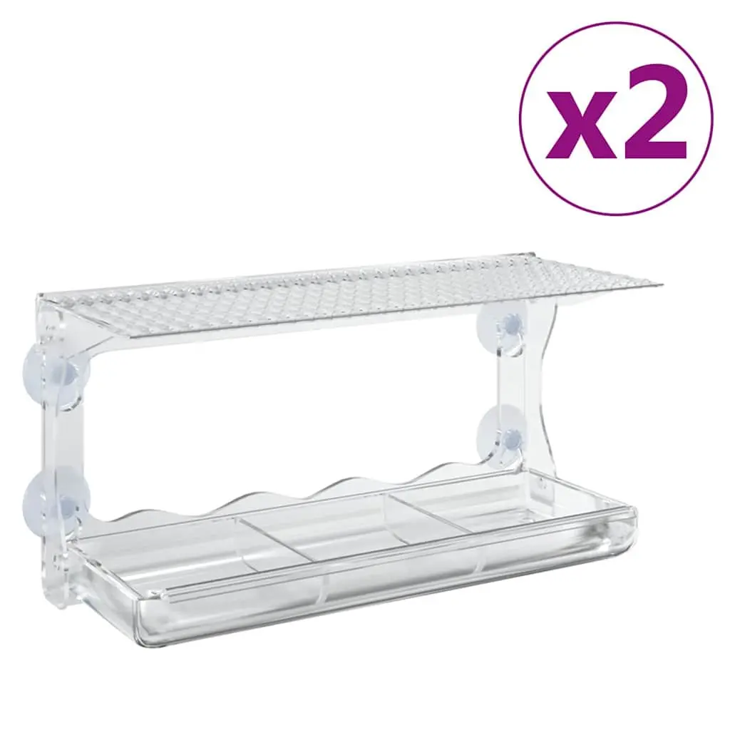 Transparent Acrylic Window Bird Feeders Outdoor Set of 2 Garden Feeding Stations