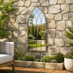 Compact and Stylish Outdoor Garden Mirror 100x45cm