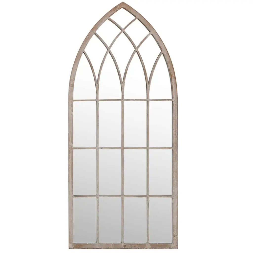 Garden Mirror Cream 100x45cm Outdoor Decor Wall Mount Antique Effect