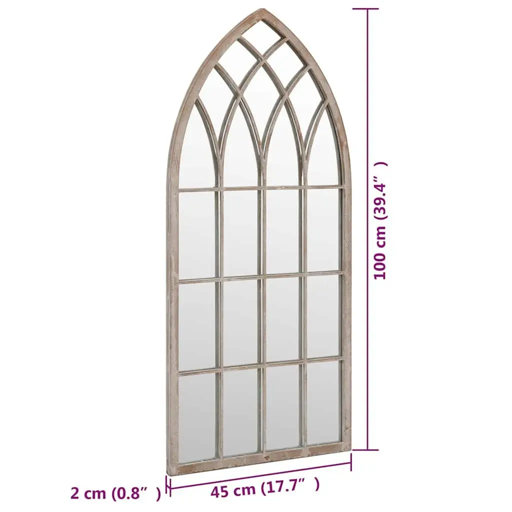 Garden Mirror Cream 100x45cm Outdoor Decor Wall Mount Antique Effect