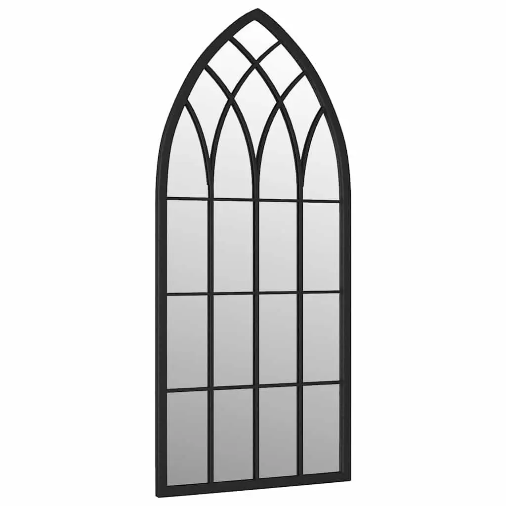 Garden Mirror Black 100x45 cm Iron Outdoor Wall Mount Reflective Feature