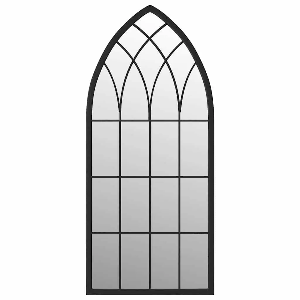 Garden Mirror Black 100x45 cm Iron Outdoor Wall Mount Reflective Feature