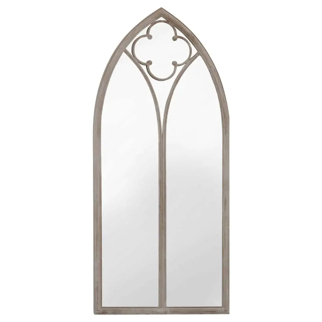 Garden Mirror Cream 100x45cm Rust Effect Iron Outdoor Decor Wall Mount