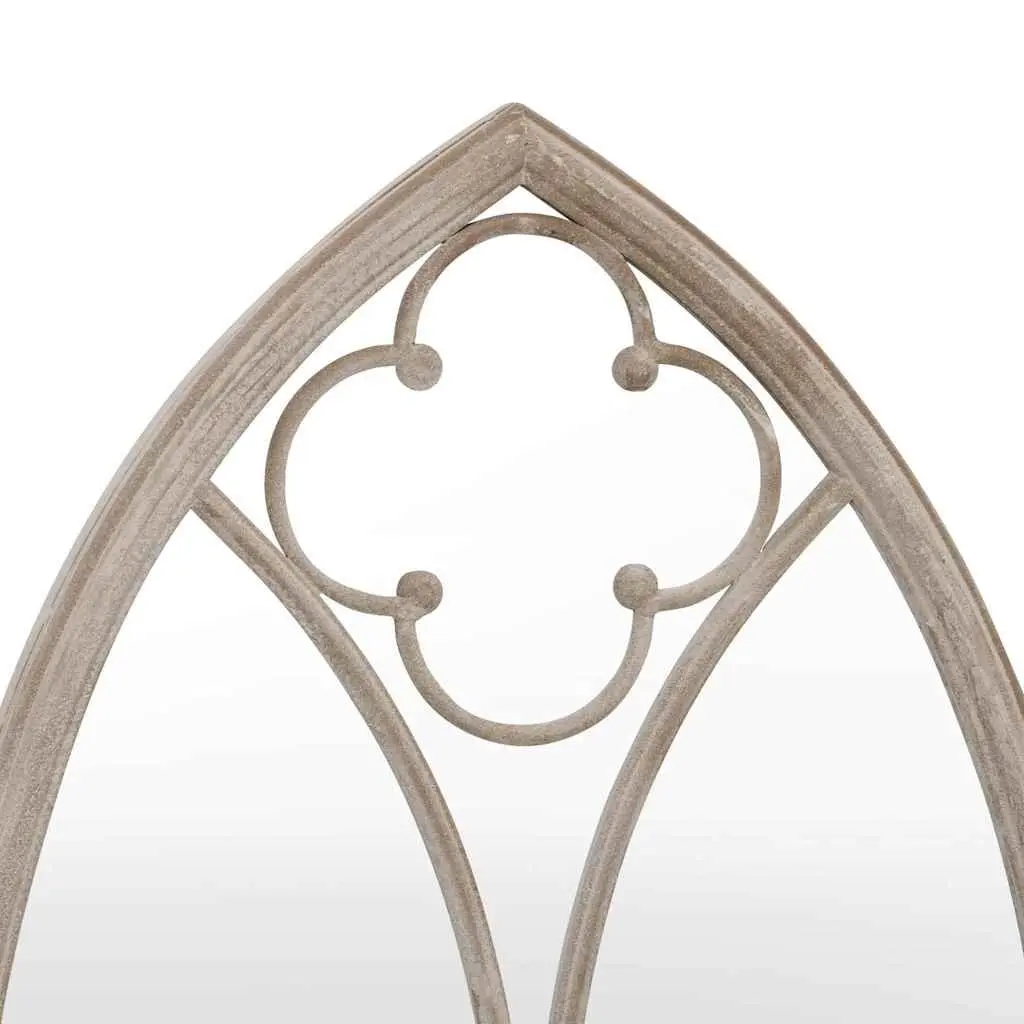 Garden Mirror Cream 100x45cm Rust Effect Iron Outdoor Decor Wall Mount