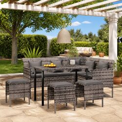 Concise Features of L-Shaped Outdoor Sofa Set 5 Piece
